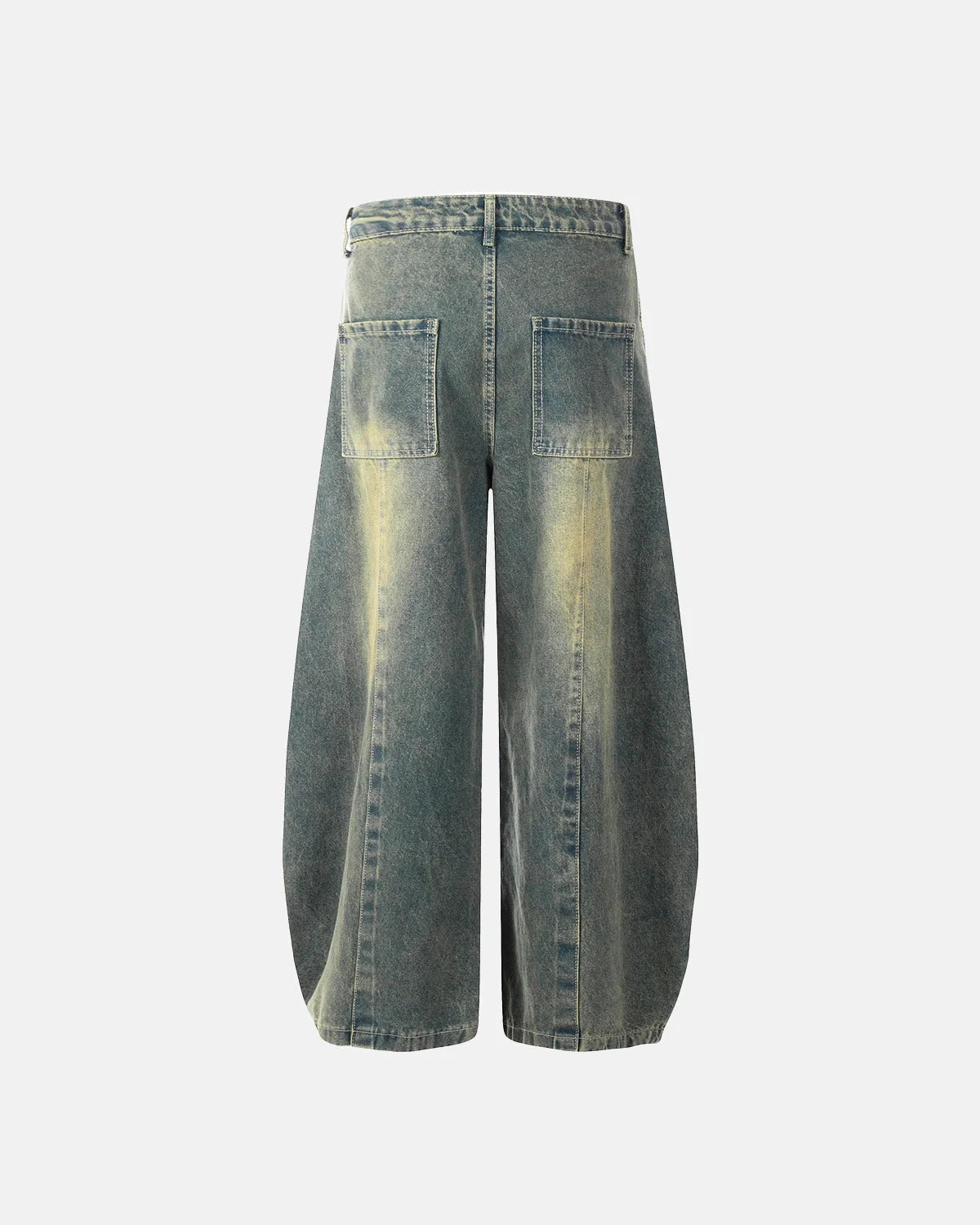 Omygoods Washed Curved Seam Barrel Jeans