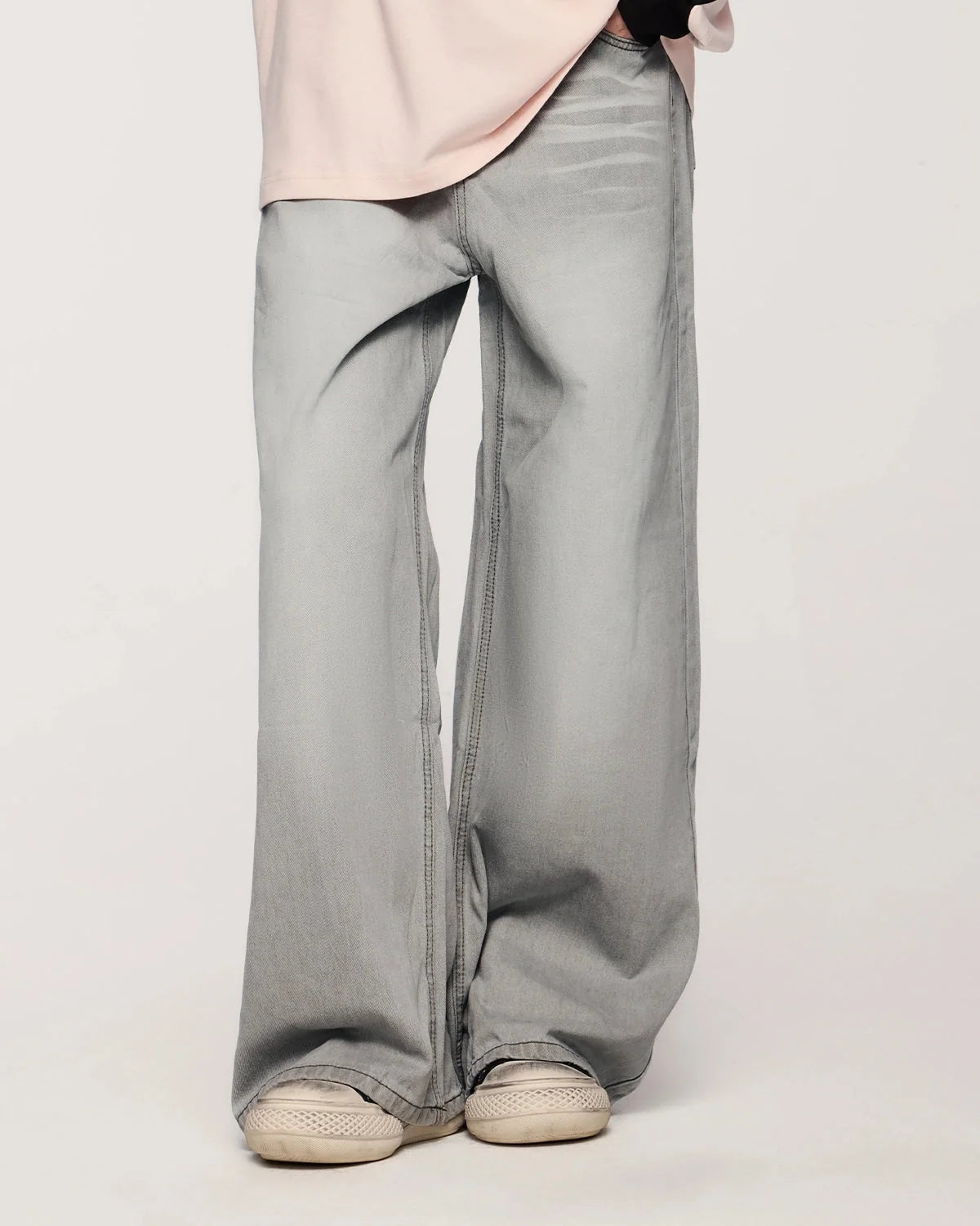 Omygoods Washed Distressed Baggy Jeans