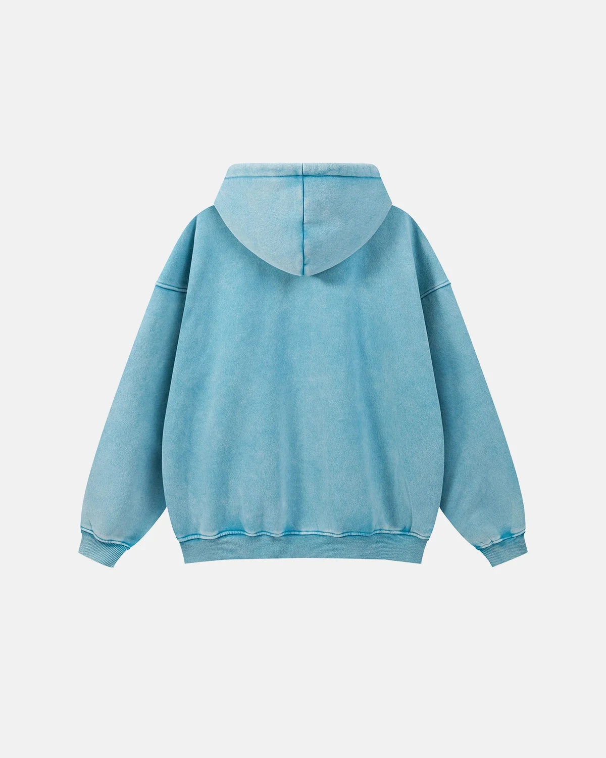 Omygoods Washed Distressed Fleece Zip Up Hoodie