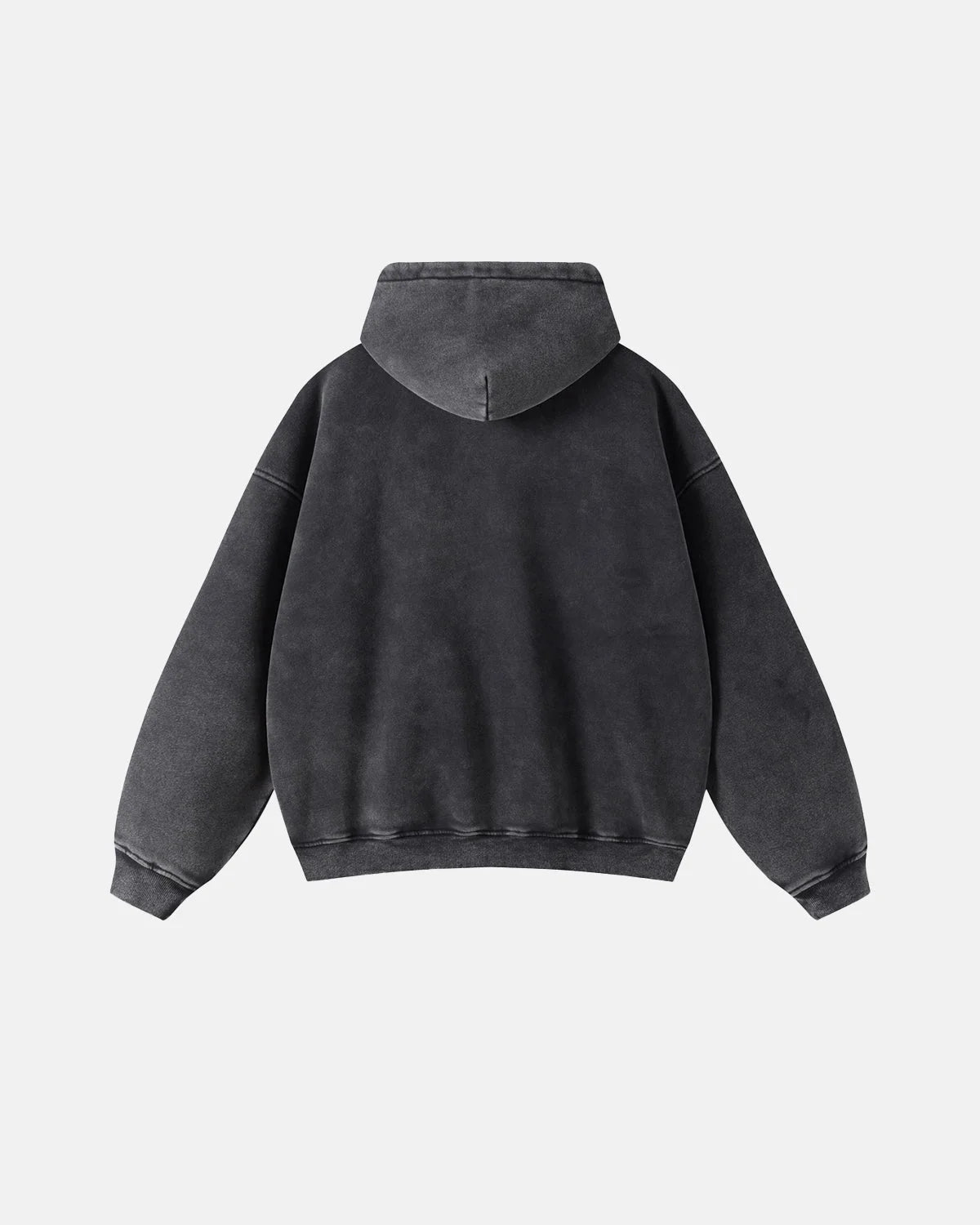 Omygoods Washed Distressed Fleece Zip Up Hoodie