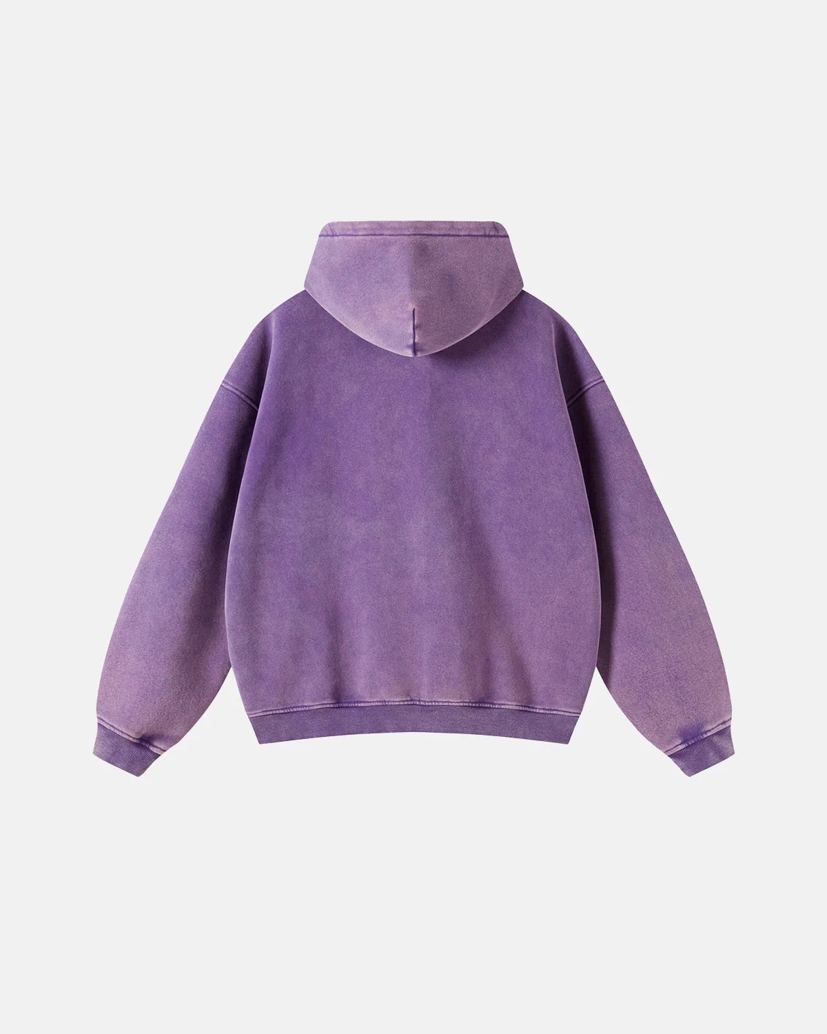 Omygoods Washed Distressed Fleece Zip Up Hoodie