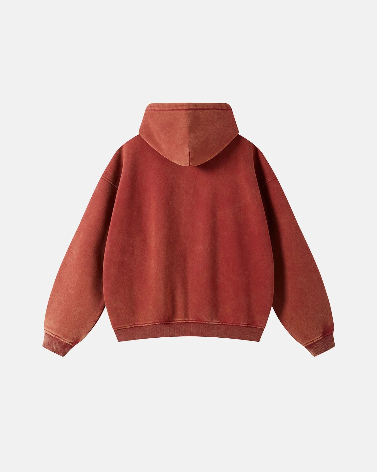 Omygoods Washed Distressed Fleece Zip Up Hoodie