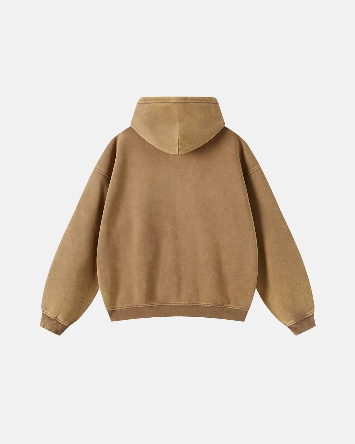 Omygoods Washed Distressed Fleece Zip Up Hoodie