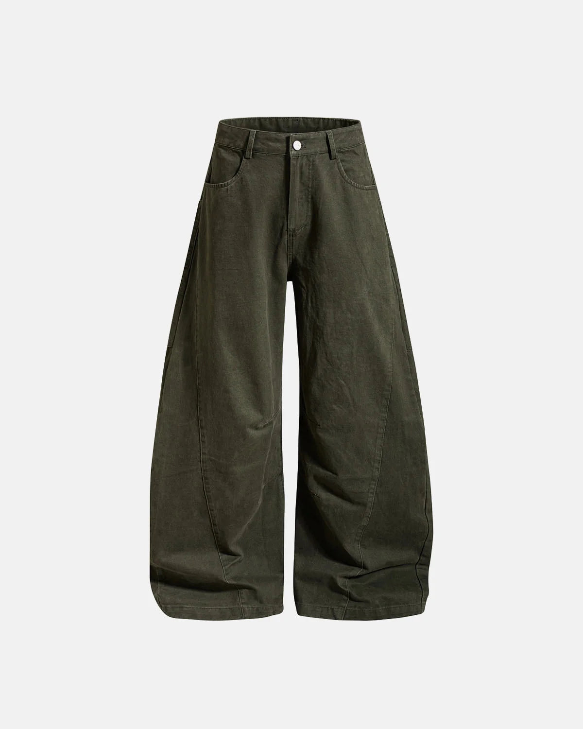 Omygoods Washed Embroidered Barrel Cargo Pants