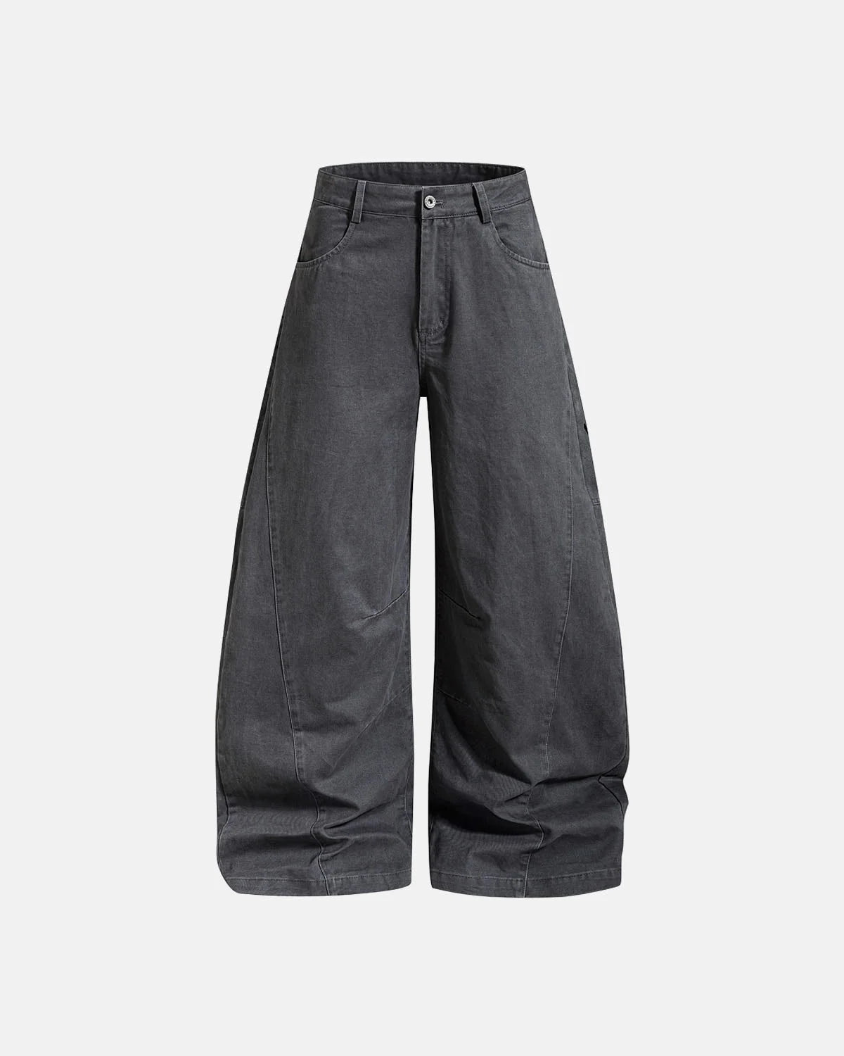 Omygoods Washed Embroidered Barrel Cargo Pants
