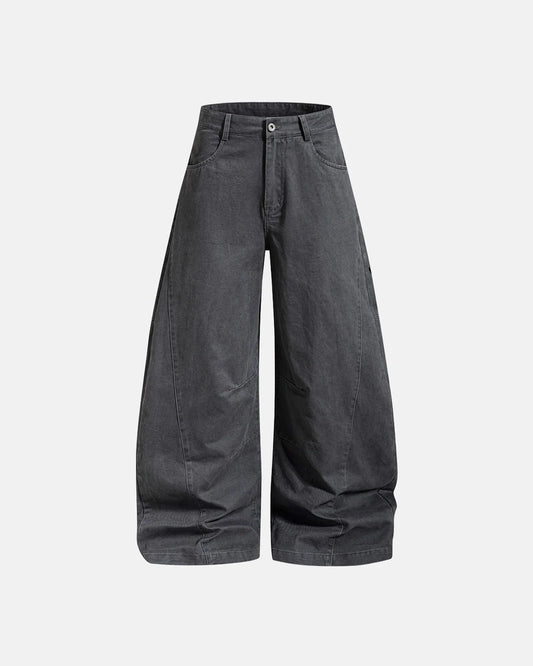 Omygoods Washed Embroidered Barrel Cargo Pants