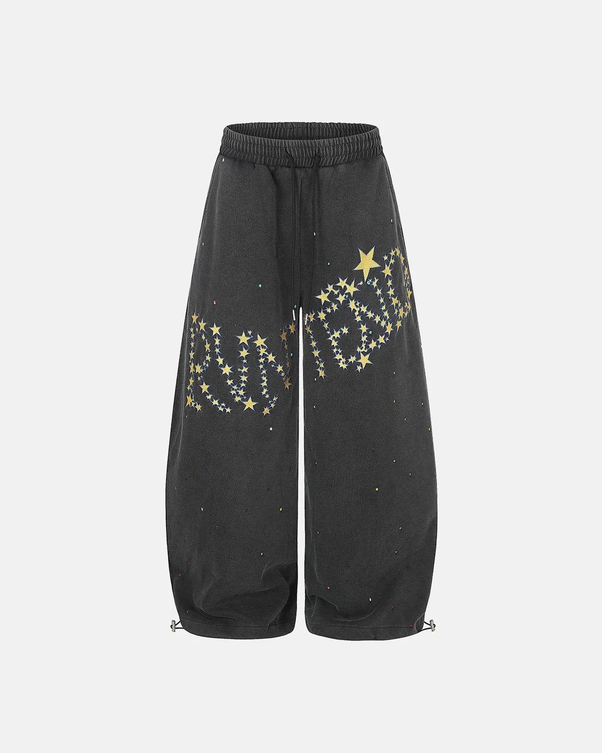 Omygoods Washed Embroidered Star Barrel Sweatpants