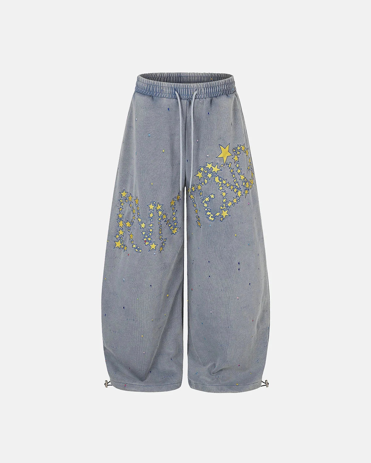 Omygoods Washed Embroidered Star Barrel Sweatpants