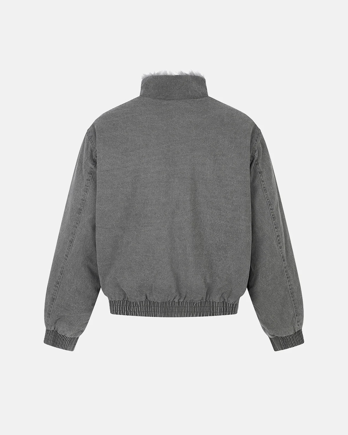 Omygoods Washed Faux Fur Lined Boxy Jacket