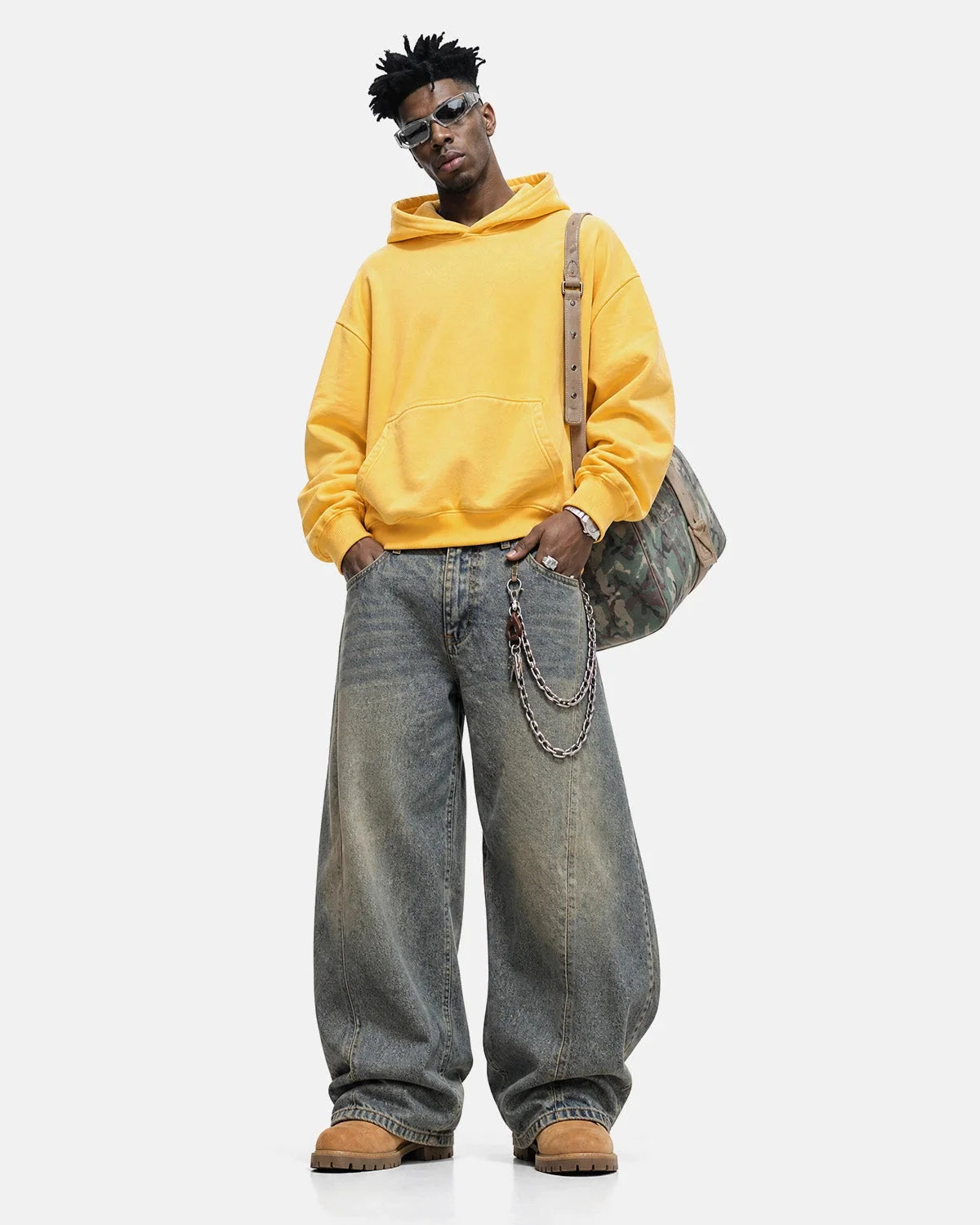 Omygoods Washed Fleece Boxy Hoodie