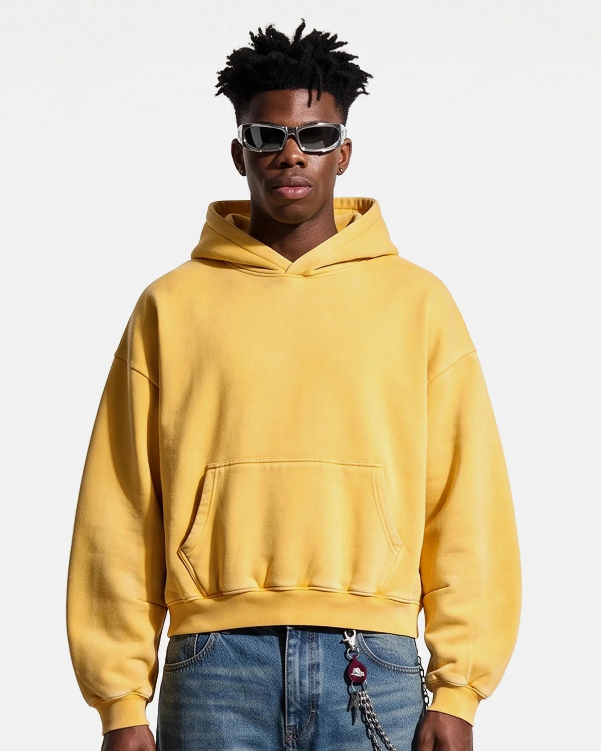 Omygoods Washed Fleece Boxy Hoodie