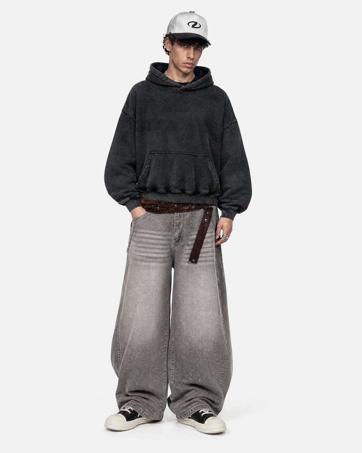 Omygoods Washed Fleece Boxy Hoodie