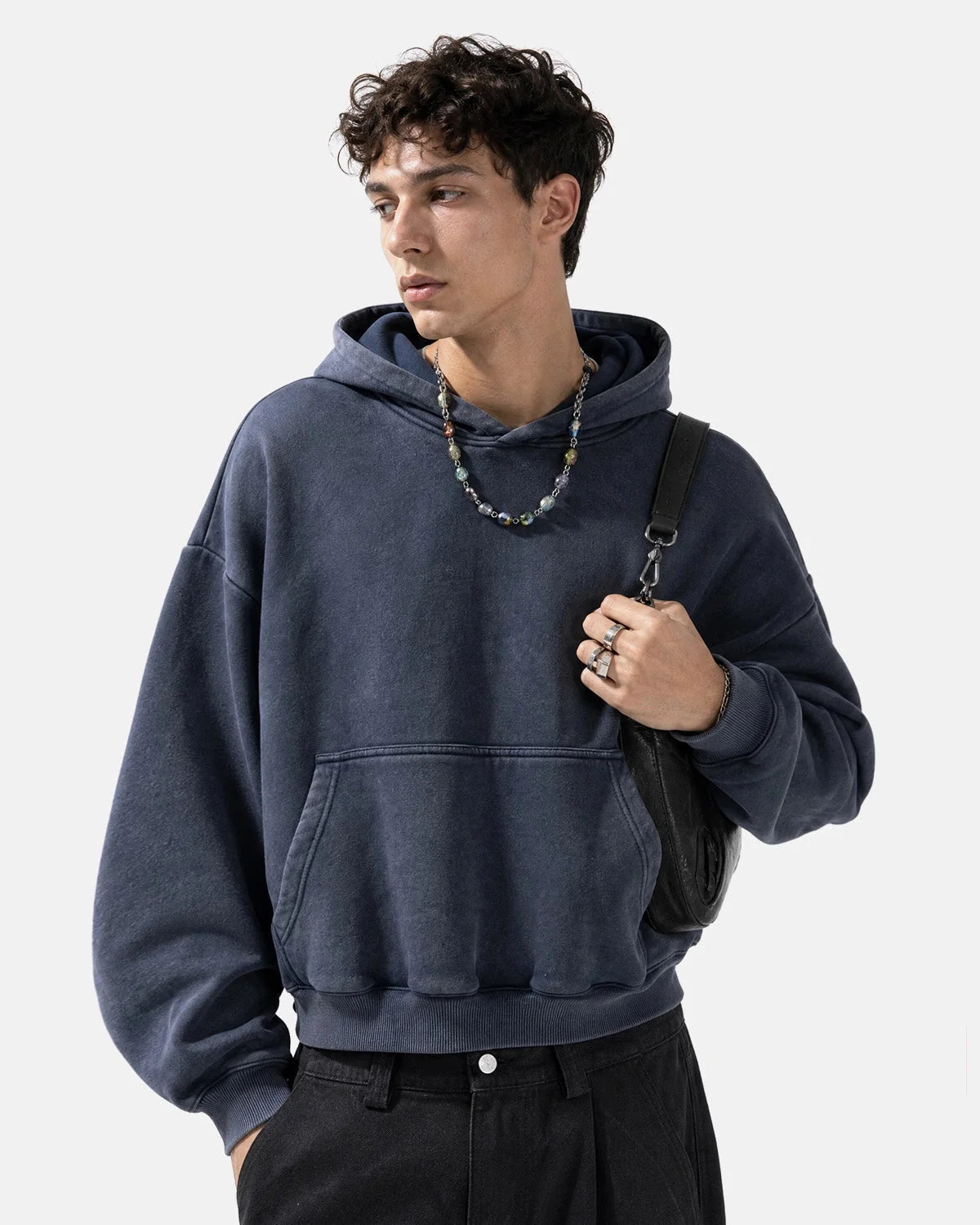 Omygoods Washed Fleece Boxy Hoodie