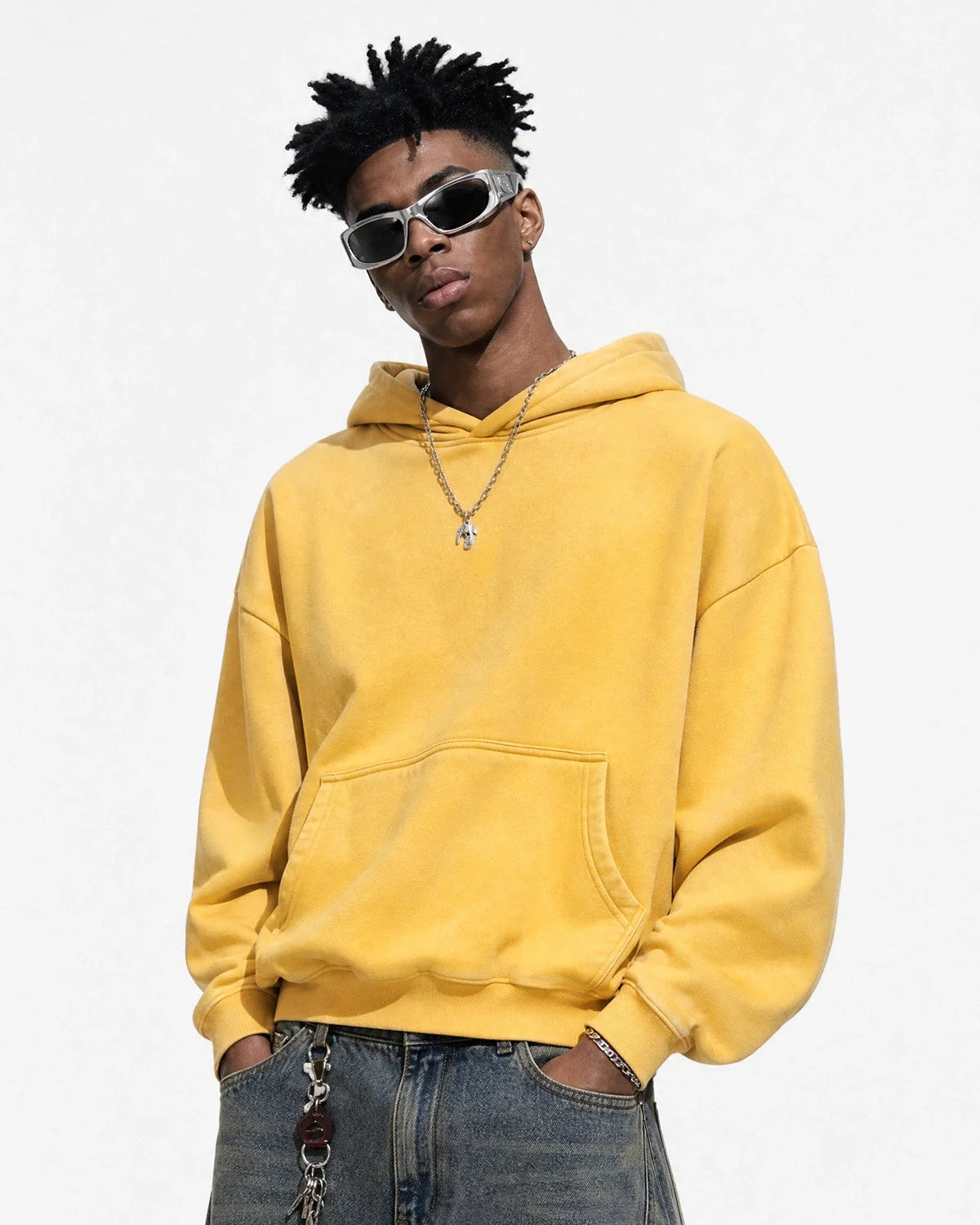 Omygoods Washed Fleece Boxy Hoodie