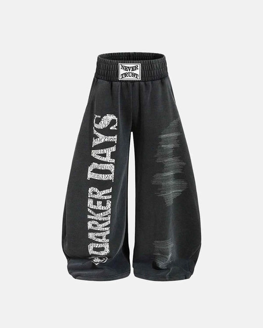 Omygoods Washed Graphic Barrel Sweatpants
