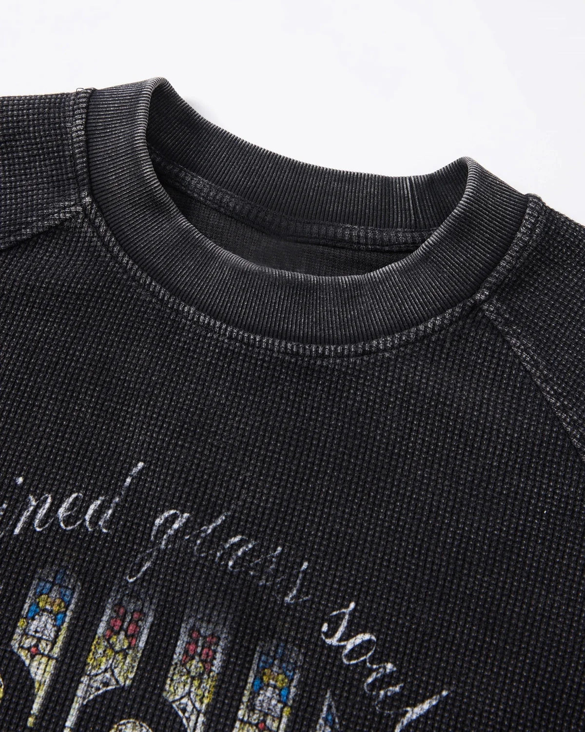 Omygoods Washed Graphic Boxy Waffle T-Shirt