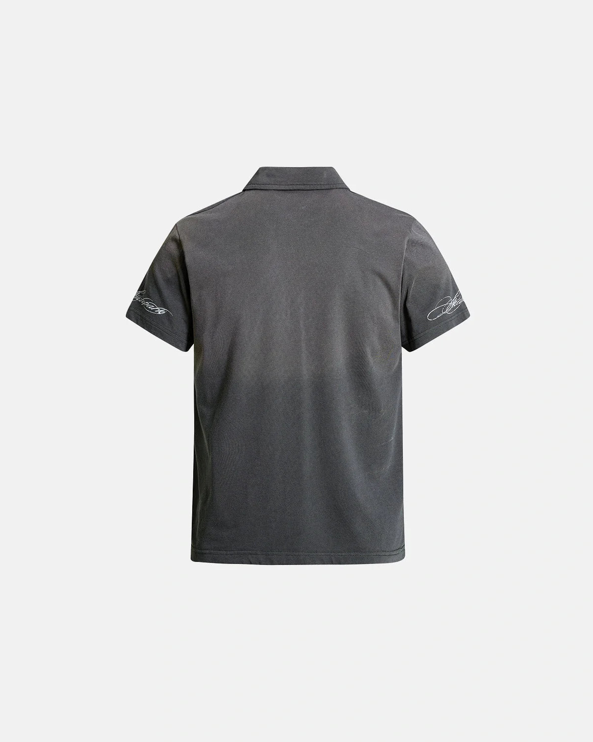Omygoods Washed Graphic Polo Shirt