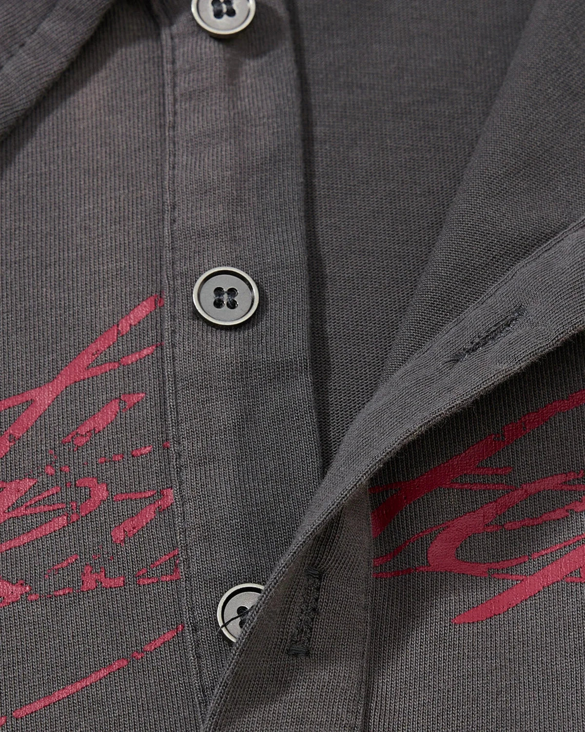 Omygoods Washed Graphic Polo Shirt