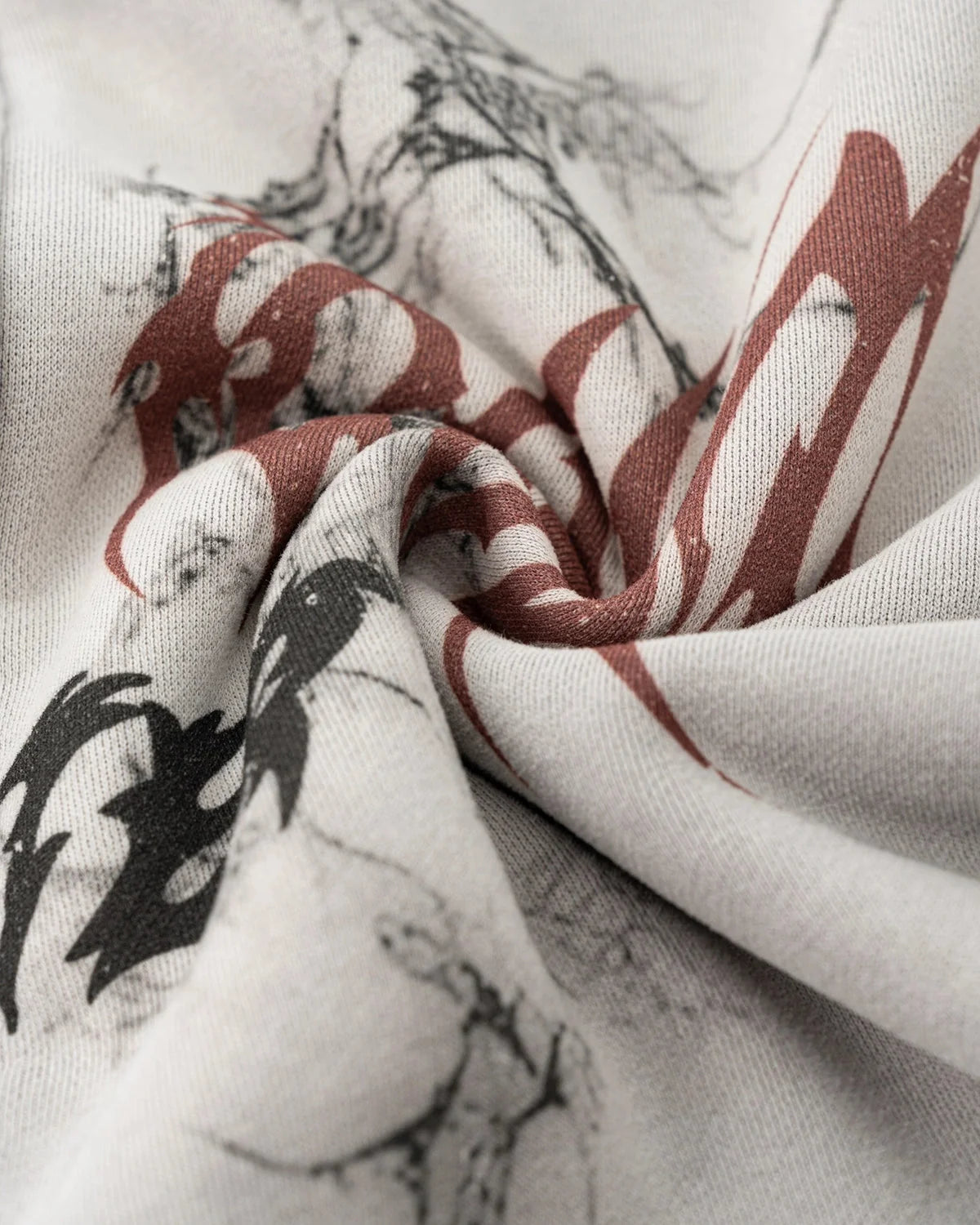 Omygoods Washed Graphic Zip Up Hoodie
