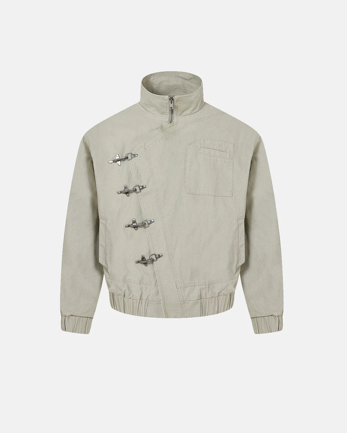 Omygoods Washed Metal Clasp Boxy Jacket