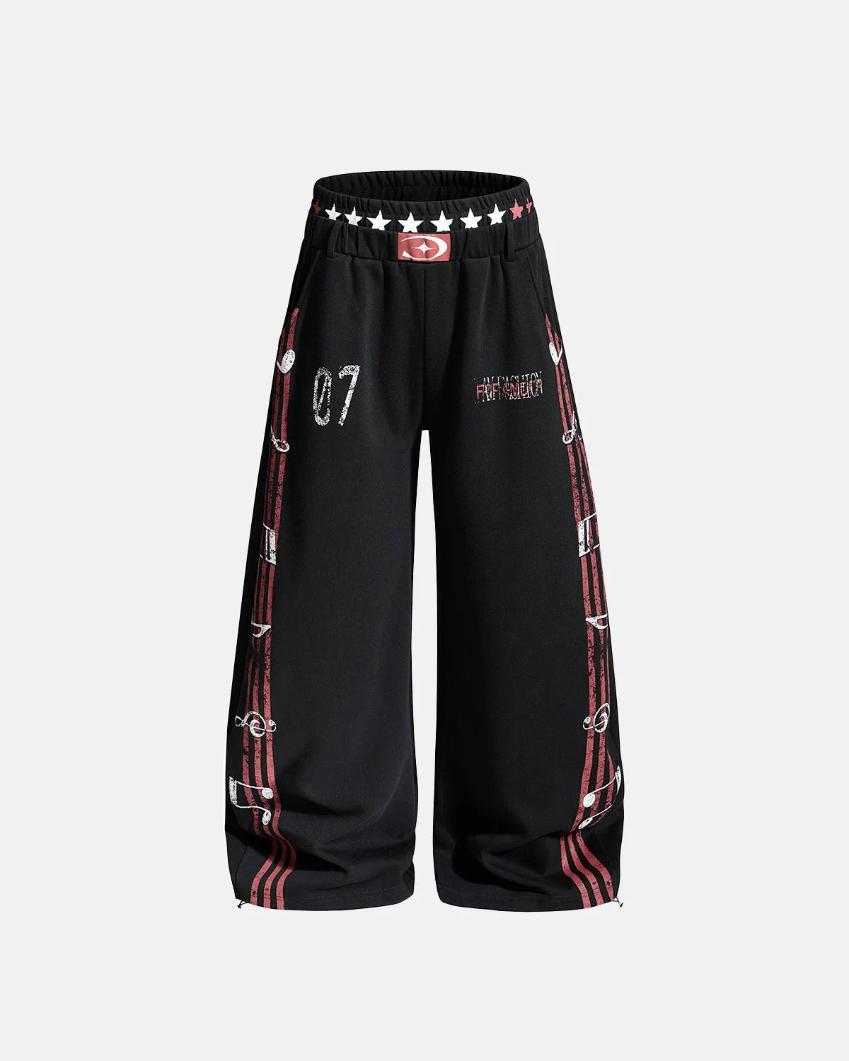 Omygoods Washed Music Graphic Barrel Sweatpants