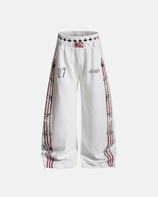Omygoods Washed Music Graphic Barrel Sweatpants
