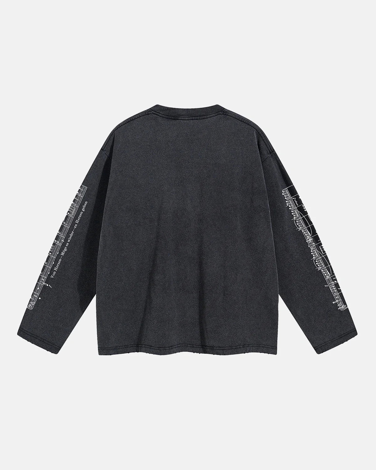 Omygoods Washed Music Graphic Long Sleeve T-Shirt