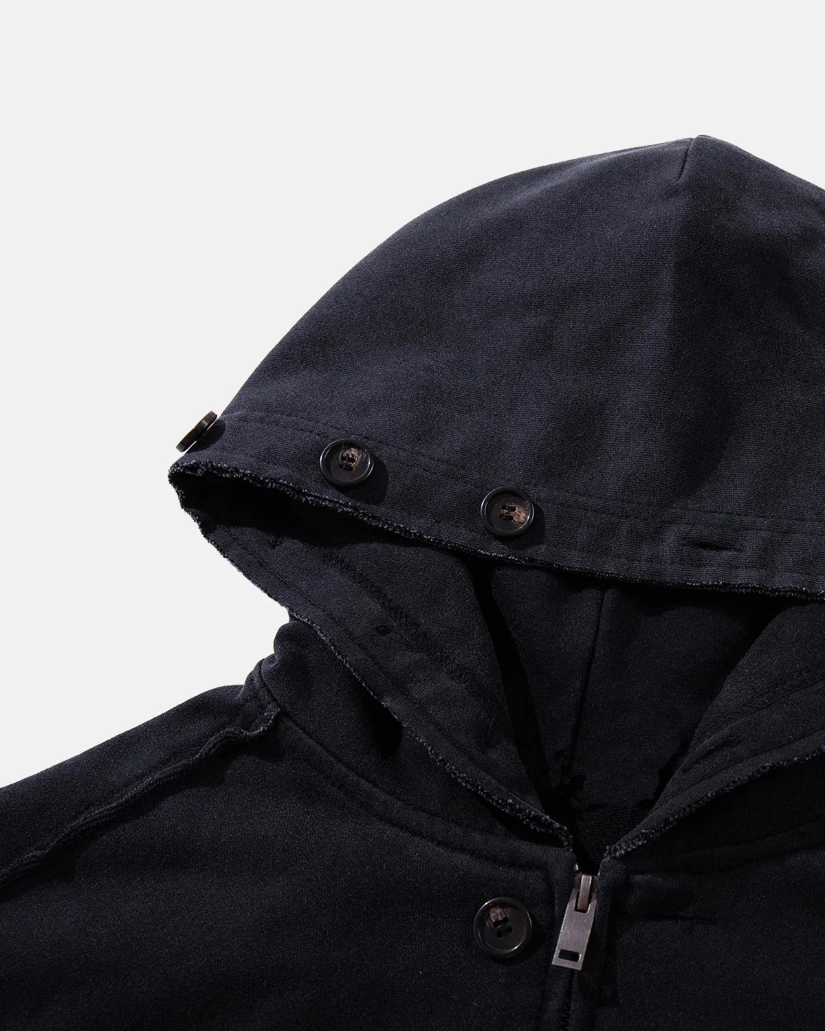 Omygoods Washed Napoleon-Inspired Hooded Jacket