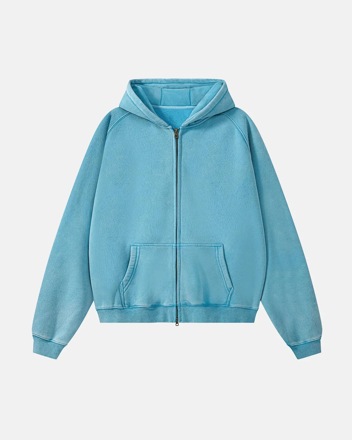 Omygoods Washed Raglan Sleeve Boxy Hoodie