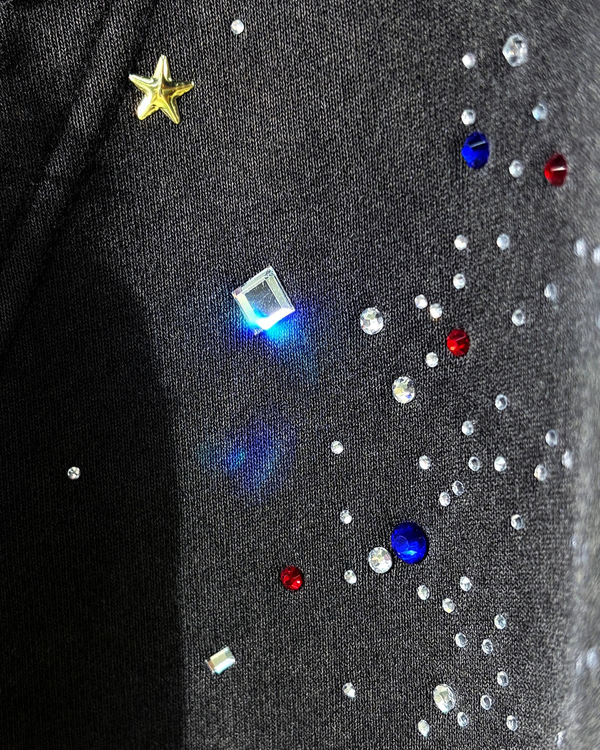 Omygoods Washed Rhinestone Boxy Zip Up Hoodie