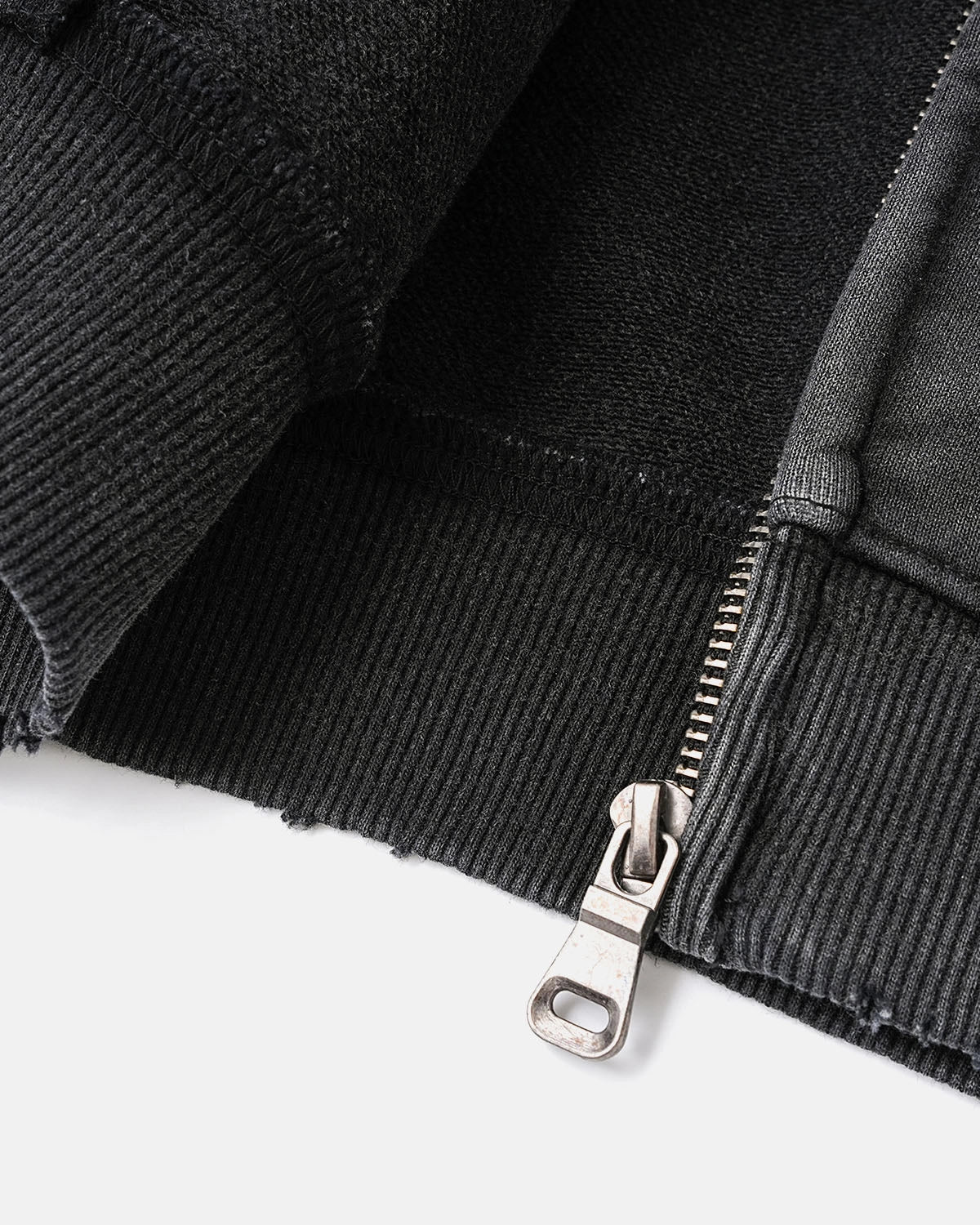 Omygoods Washed Rhinestone Boxy Zip Up Hoodie