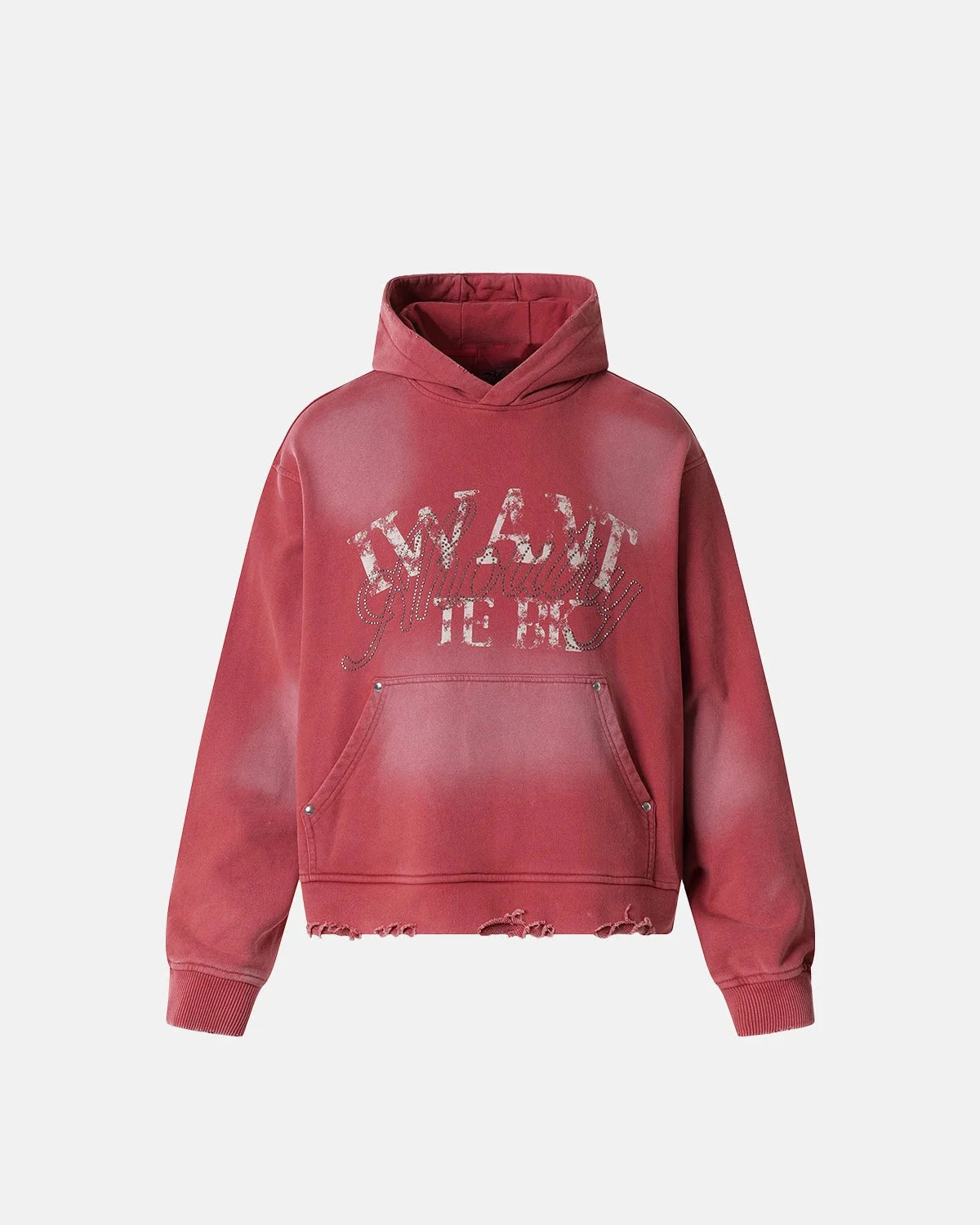 Omygoods Washed Rhinestone Graphic Boxy Hoodie
