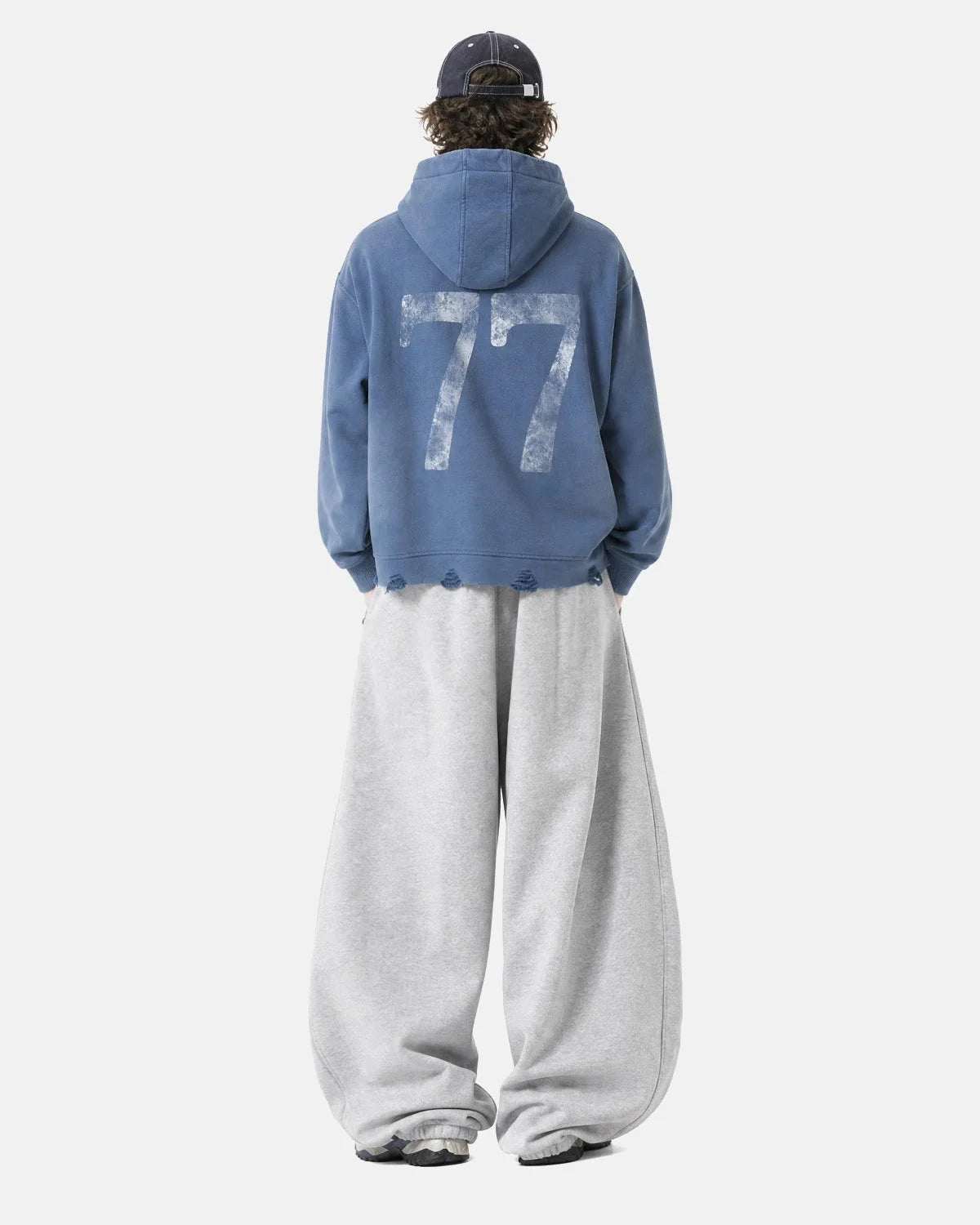 Omygoods Washed Rhinestone Graphic Boxy Hoodie