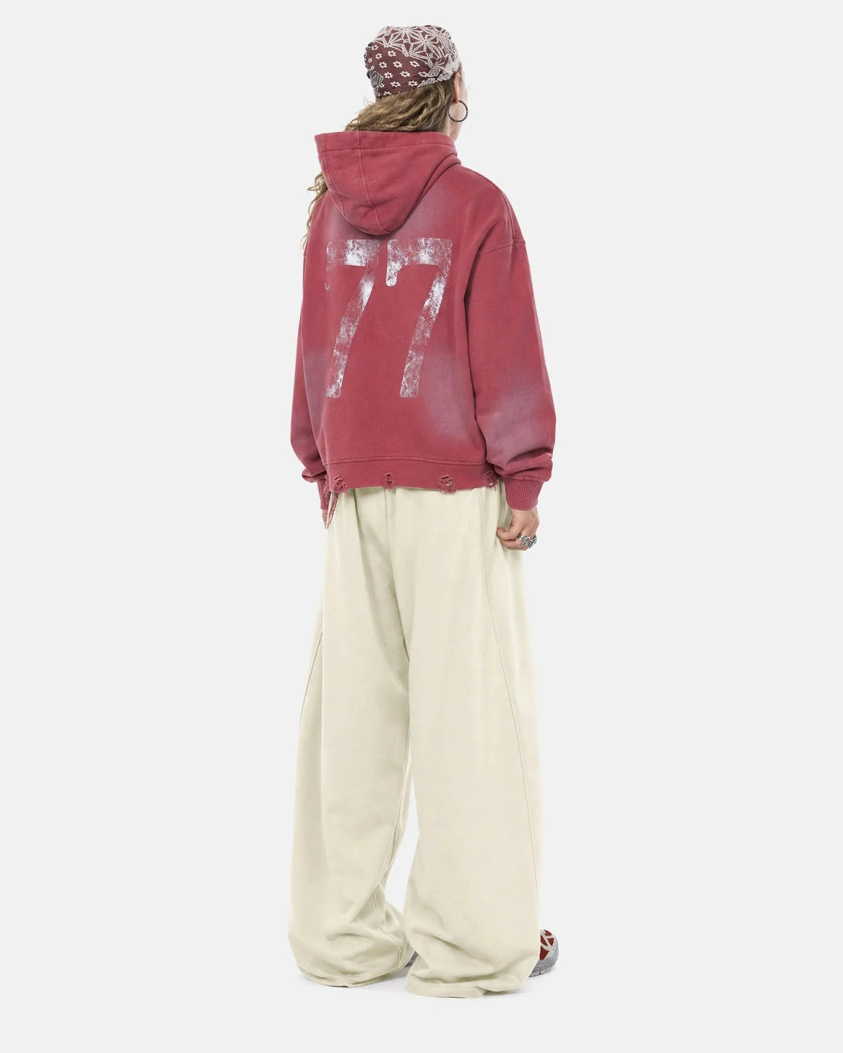 Omygoods Washed Rhinestone Graphic Boxy Hoodie