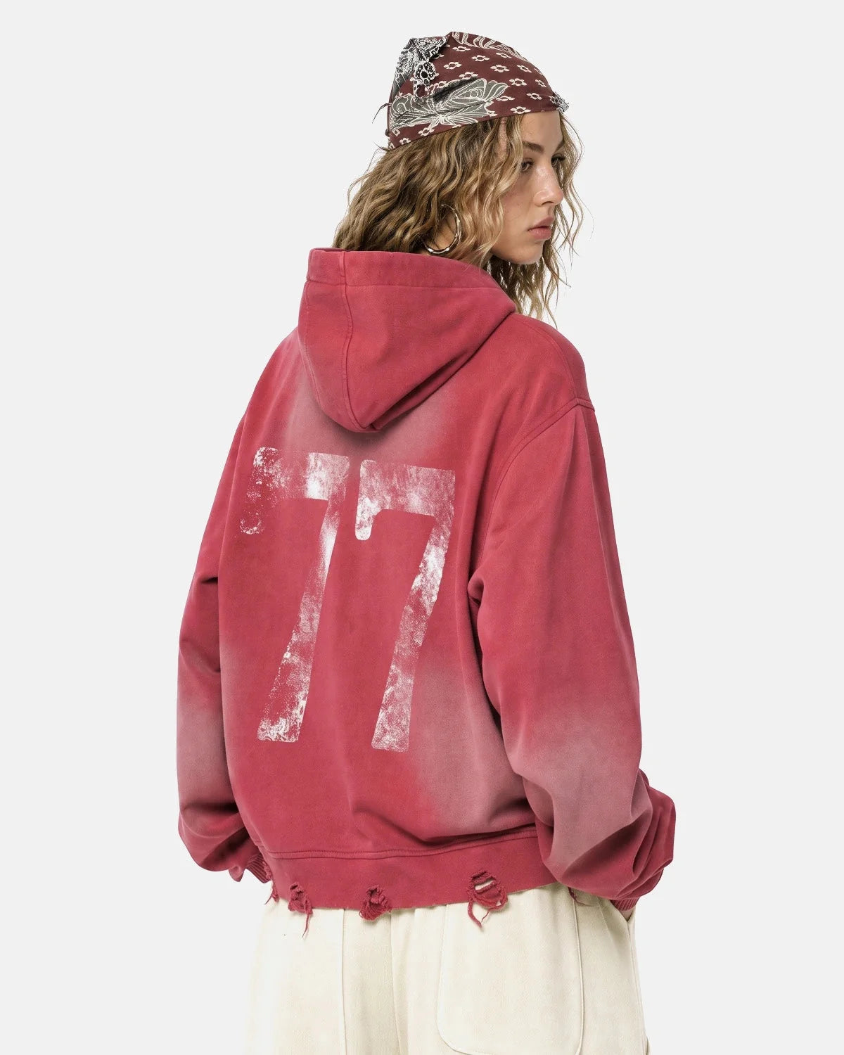 Omygoods Washed Rhinestone Graphic Boxy Hoodie
