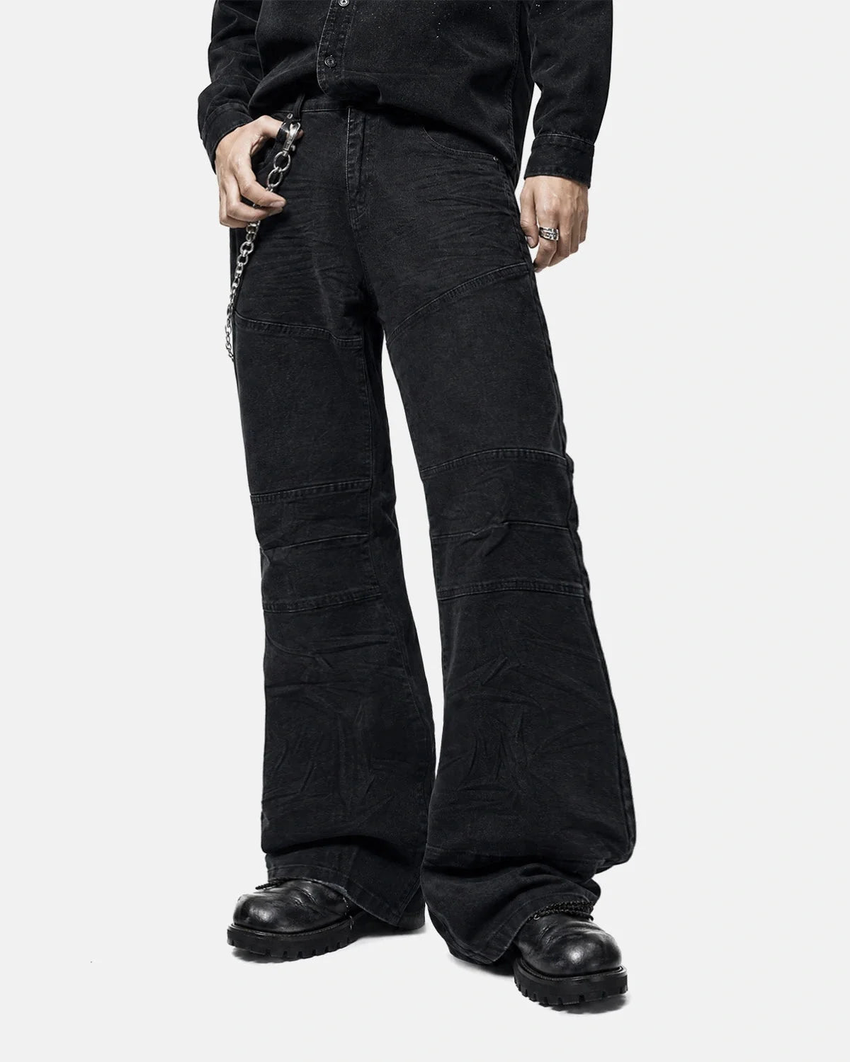 Omygoods Washed Seam Detail Bootcut Jeans
