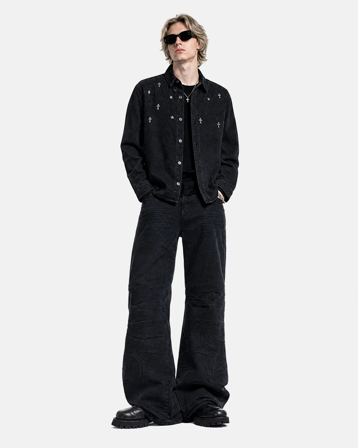 Omygoods Washed Seam Detail Bootcut Jeans