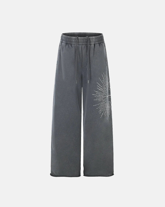 Omygoods Washed Starburst Wide-Leg Sweatpants