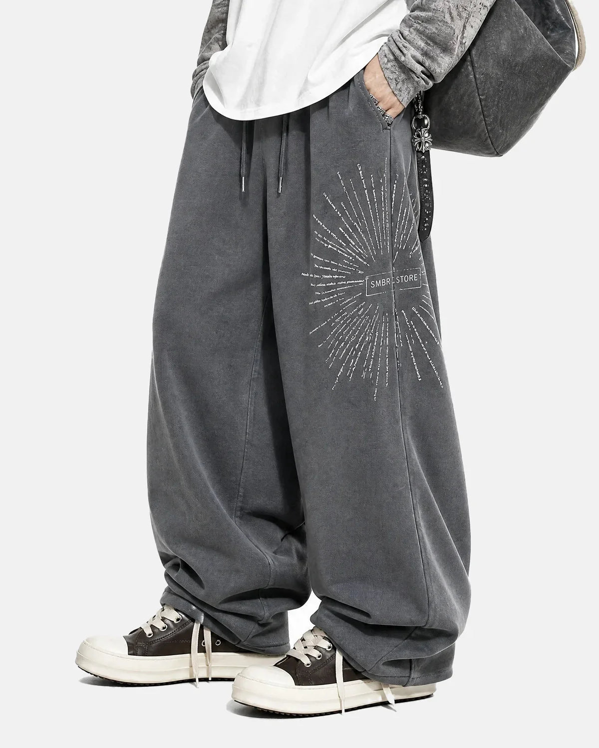 Omygoods Washed Starburst Wide-Leg Sweatpants