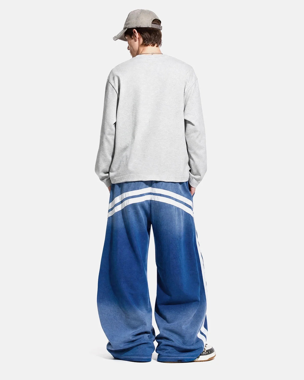 Omygoods Washed Stripe Barrel Sweatpants