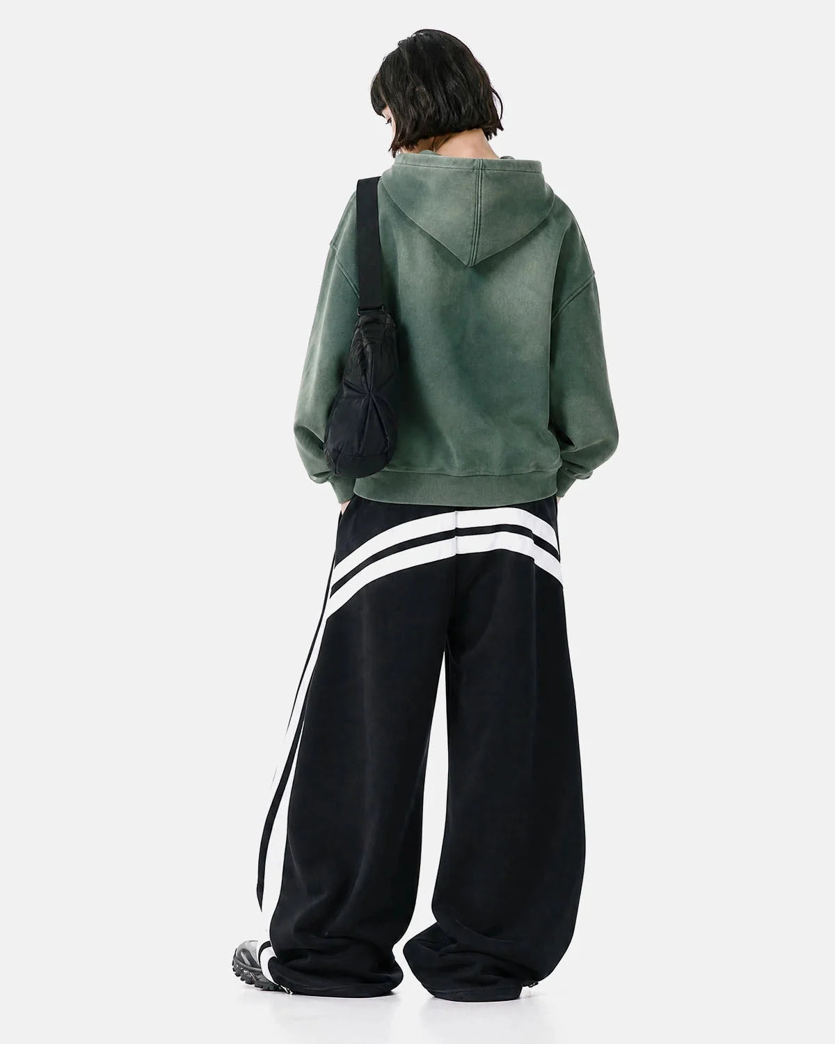 Omygoods Washed Stripe Barrel Sweatpants