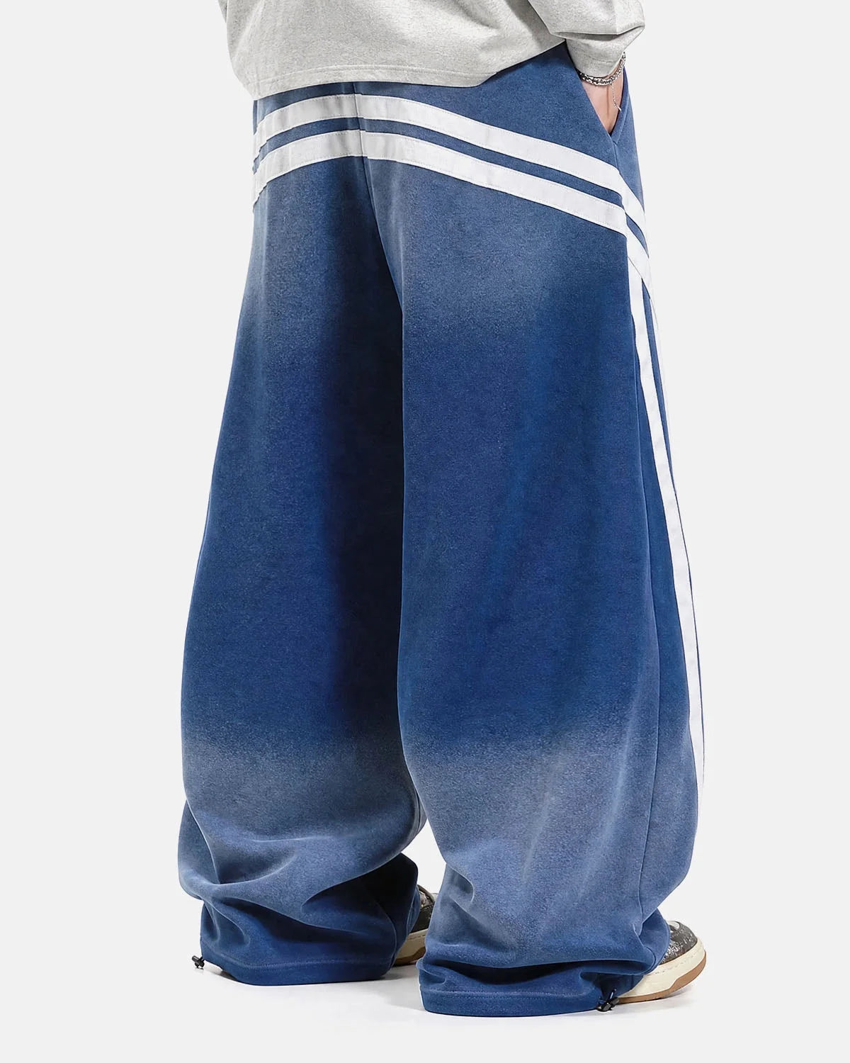 Omygoods Washed Stripe Barrel Sweatpants