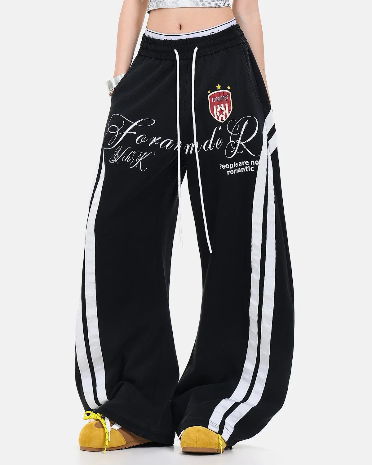 Omygoods Washed Stripe Barrel Sweatpants