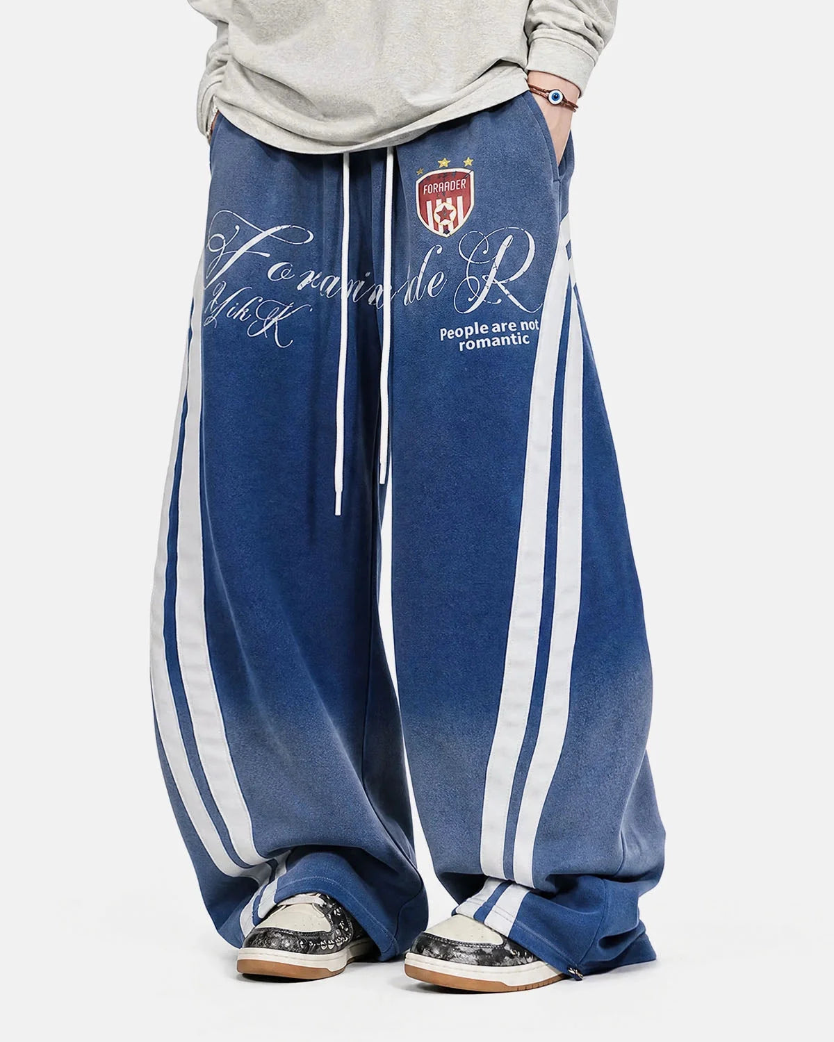 Omygoods Washed Stripe Barrel Sweatpants