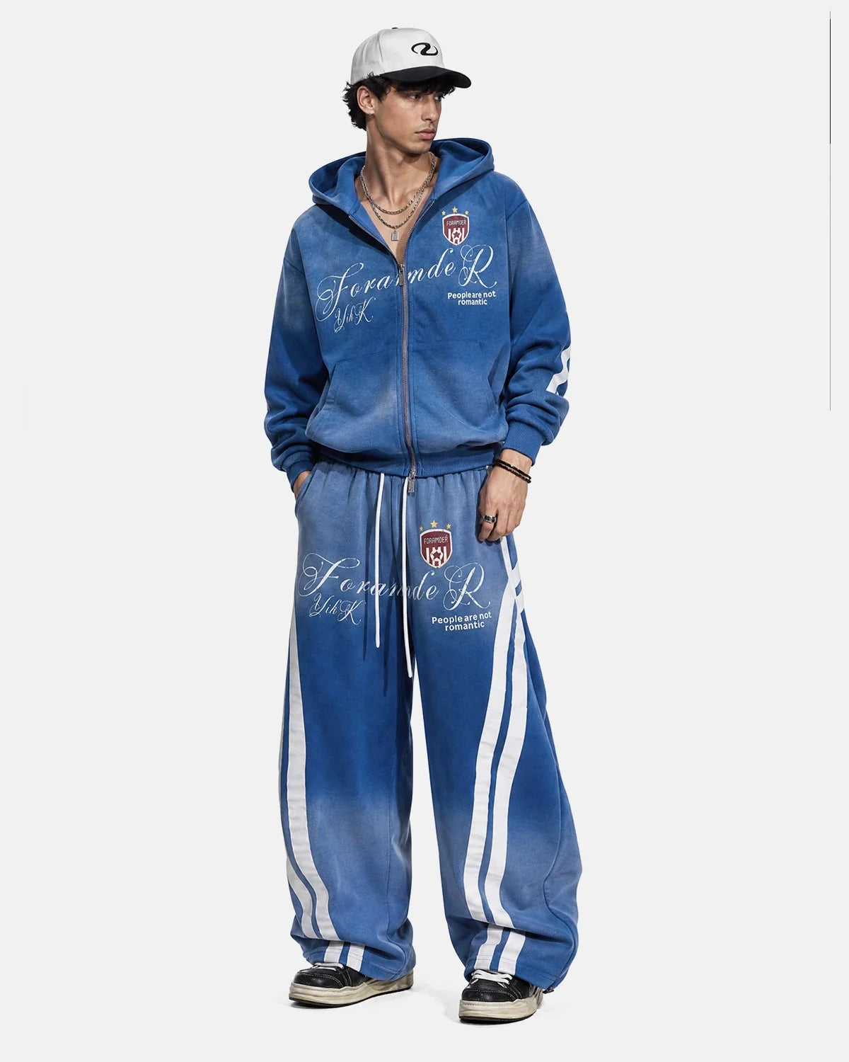 Omygoods Washed Stripe Barrel Sweatpants