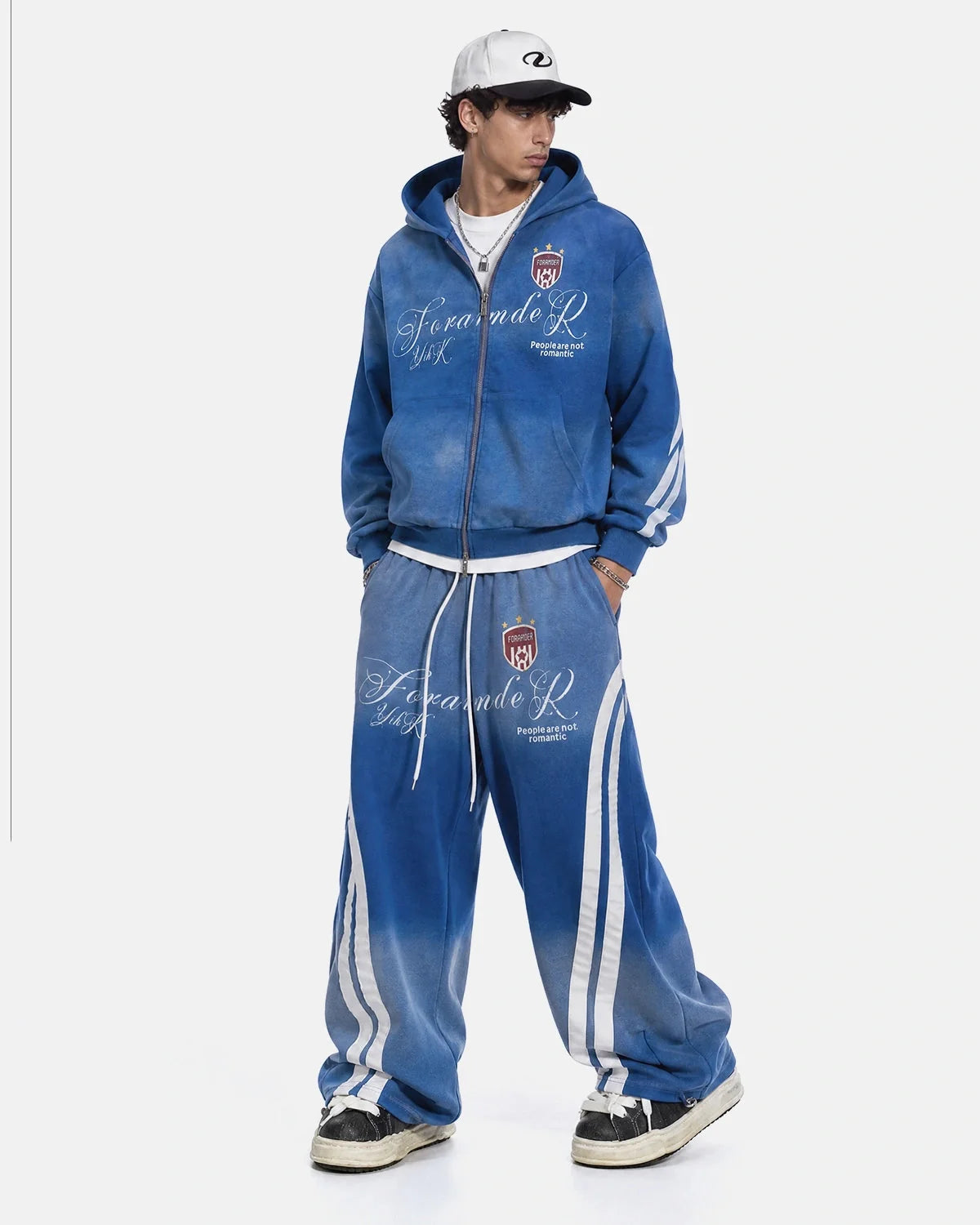 Omygoods Washed Stripe Barrel Sweatpants