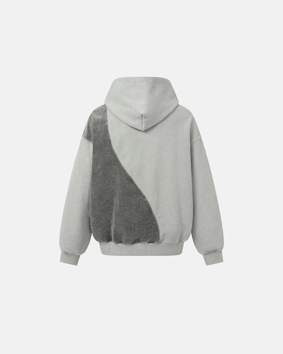Omygoods Washed Waffle Boxy Quarter Zip Hoodie