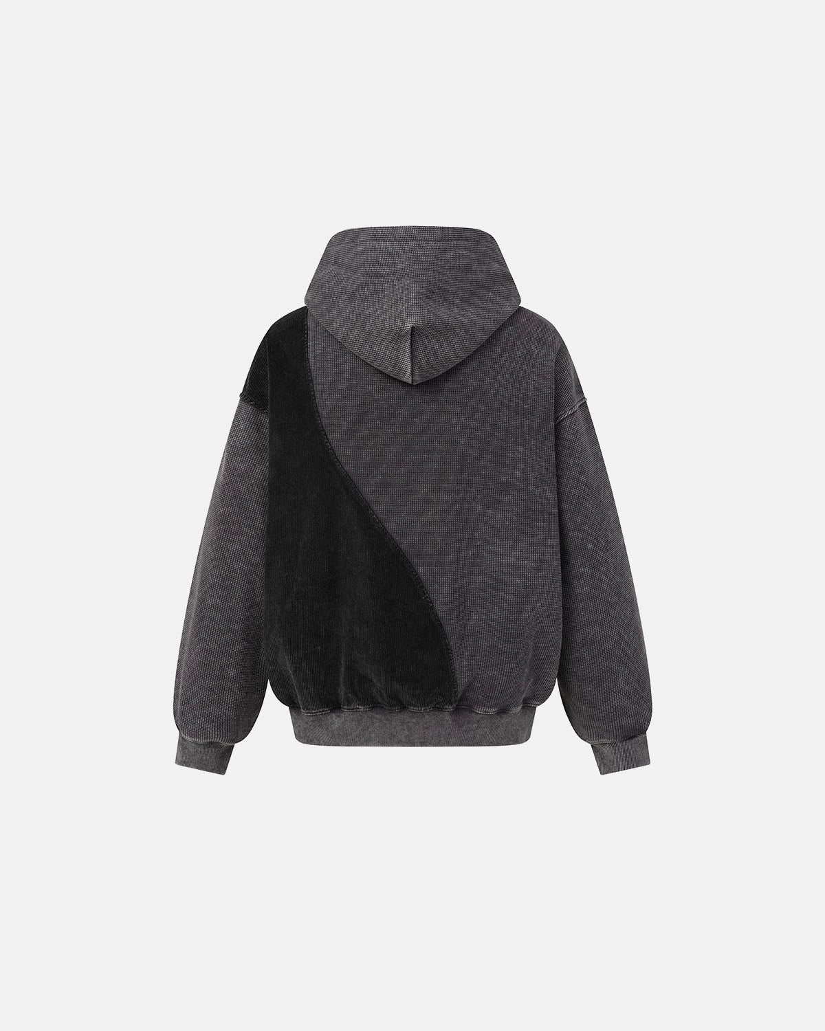 Omygoods Washed Waffle Boxy Quarter Zip Hoodie