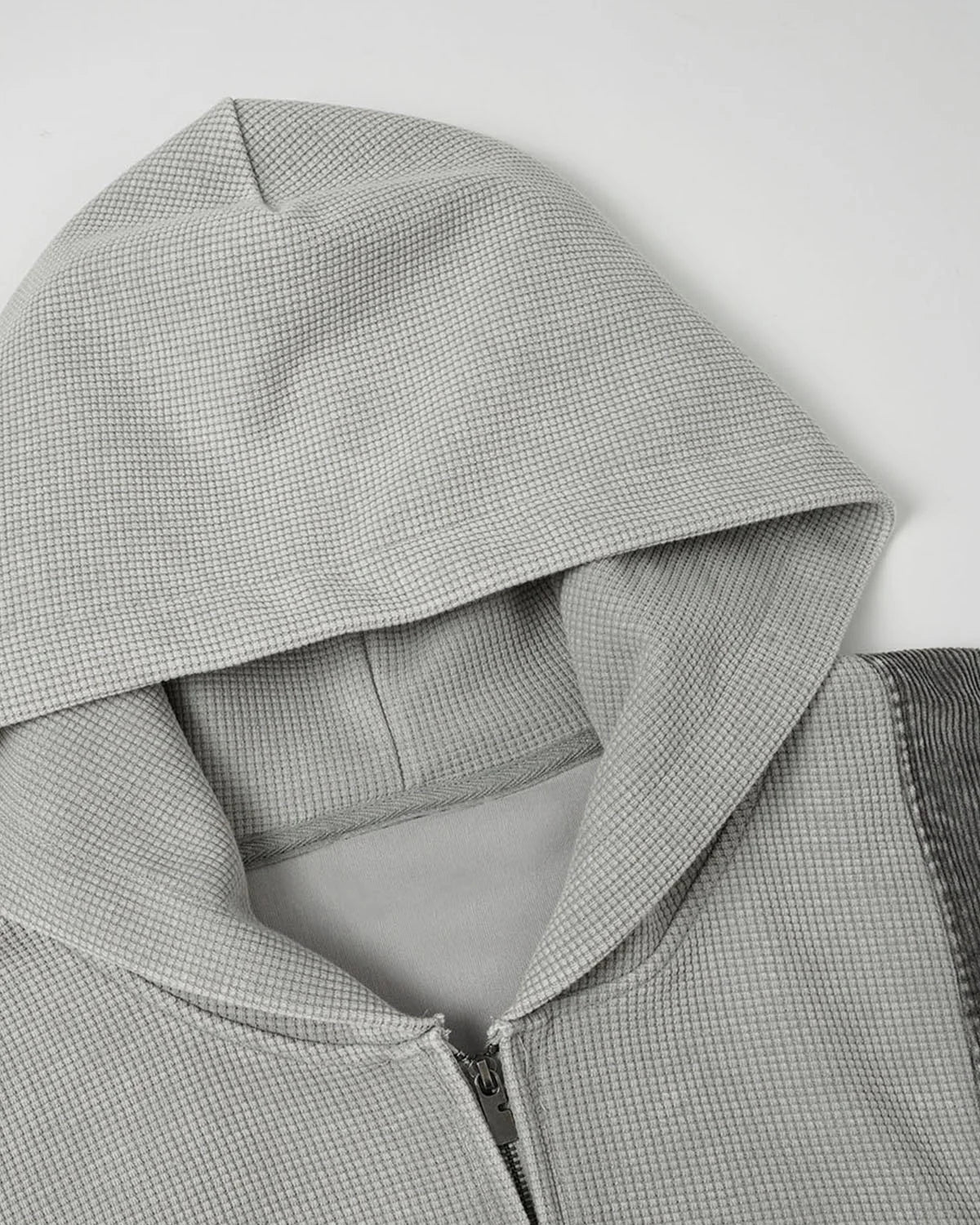 Omygoods Washed Waffle Boxy Quarter Zip Hoodie