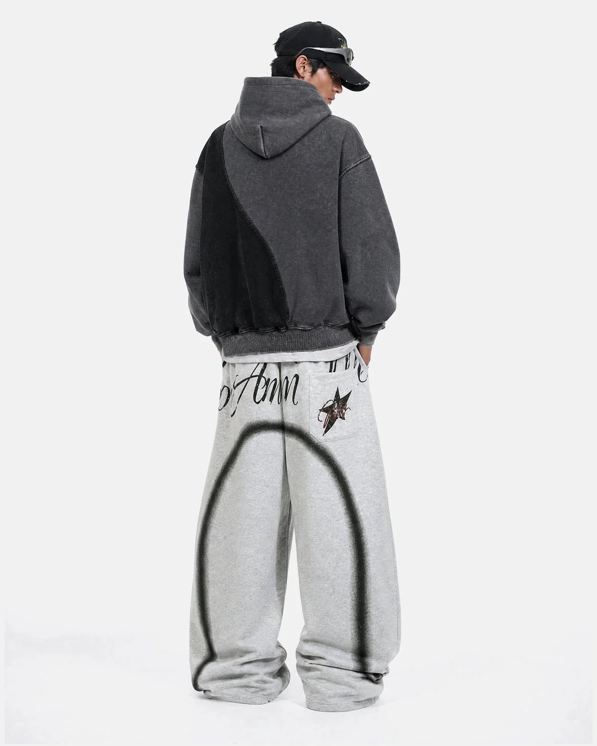 Omygoods Washed Waffle Boxy Quarter Zip Hoodie